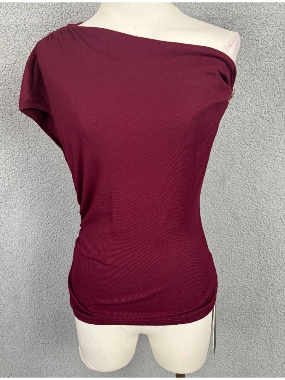 PRETTY GARDEN Women's One Shoulder Asymmetrical Top Gold Detail Med NWT's